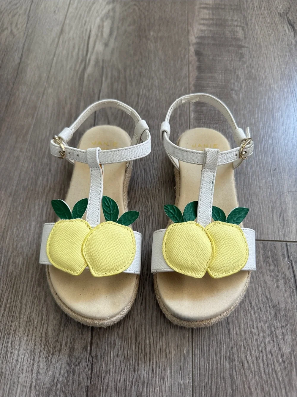 Janie and Jack Lemon Sandal - White Strap with Yellow Lemon Appliqués